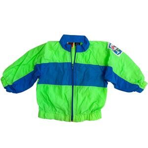Vintage Buddy Boys 90’s Windbreaker Jacket Green Blue Nylon 24 Months